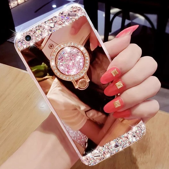 Pawsitively Posh Boutique Accessories - {SOPHIA} chic mirror bling iPhone case w/ring grip